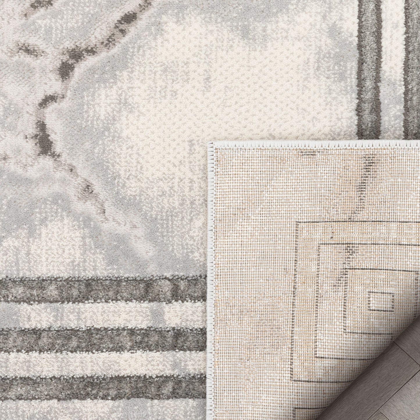 Huntington Retro Marble Border Black Glam Rug FRM-73