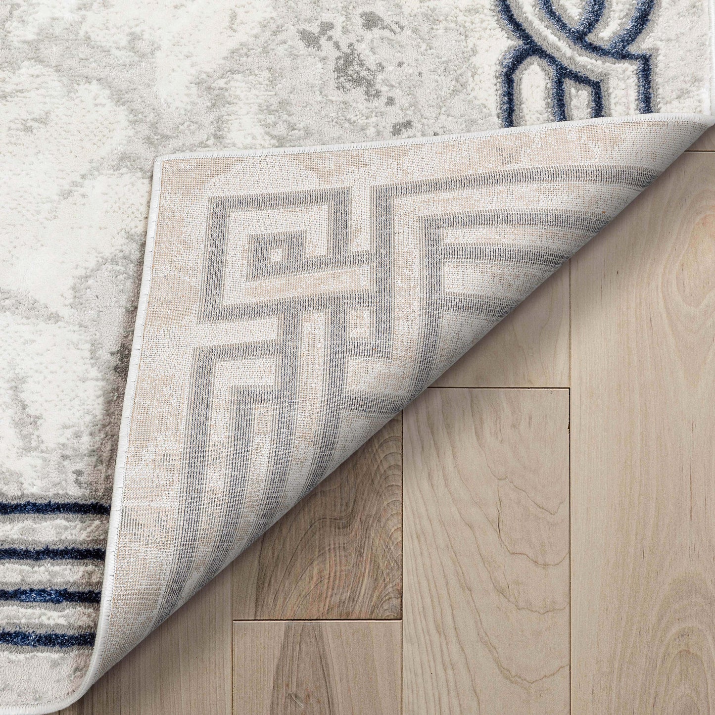 Huntington Retro Marble Border Blue Glam Rug FRM-74