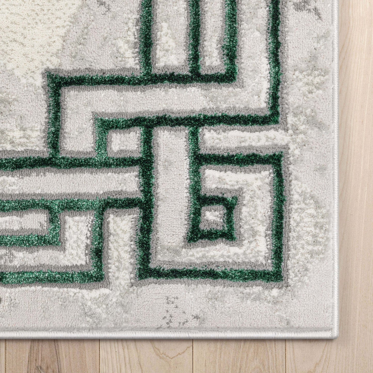 Huntington Retro Marble Border Green Glam Rug FRM-75