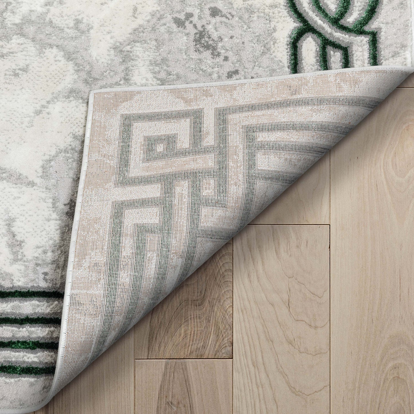 Huntington Retro Marble Border Green Glam Rug FRM-75