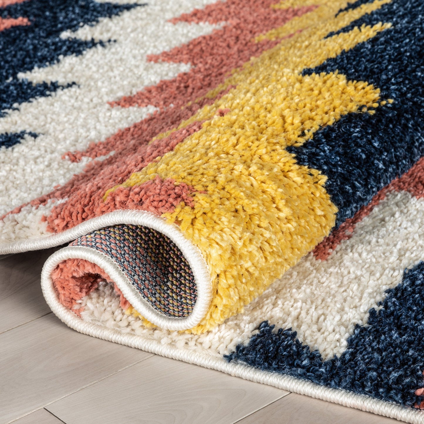 Titan Southwestern Tribal Ivory Blue Thick Shag Rug GIG-102