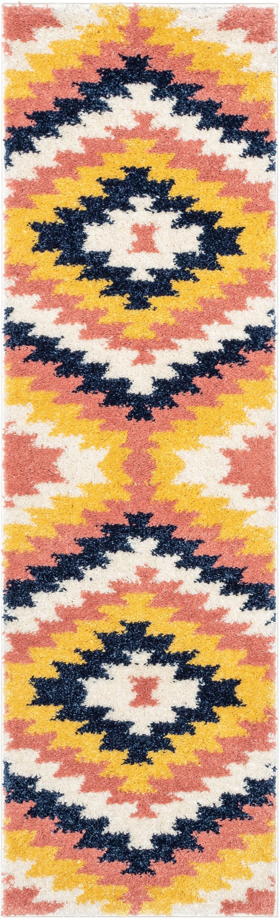 Titan Southwestern Tribal Ivory Blue Thick Shag Rug GIG-102