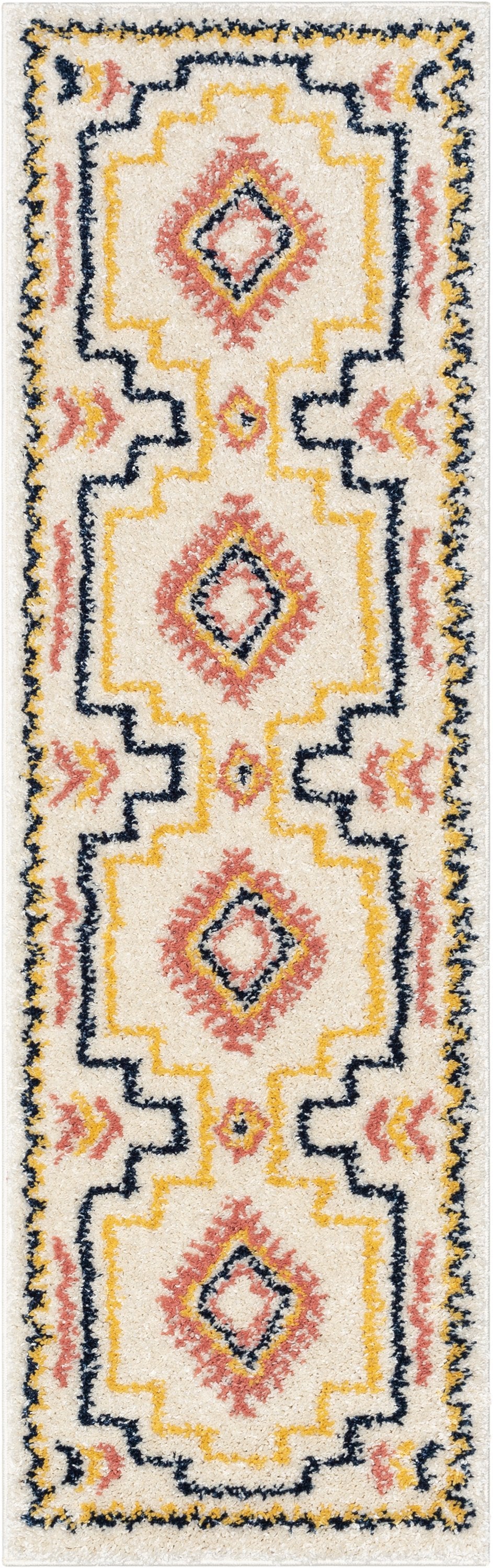 Audi Ethnic Medallion Pattern Ivory Thick Shag Rug GIG-72