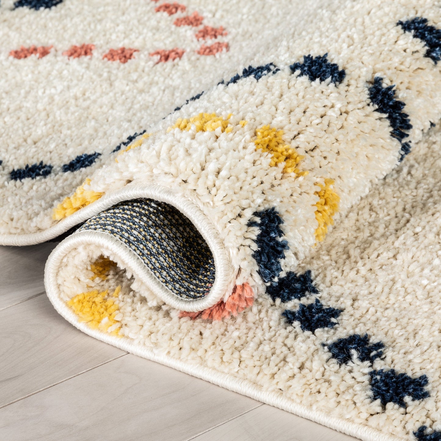 Puma Moroccan Tribal Diamond Pattern Ivory Thick Shag Rug GIG-82
