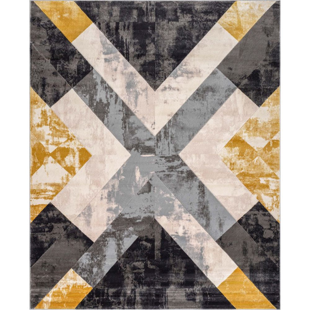 Rosa Gold Modern Geometric 3D Textured Rug GV-101