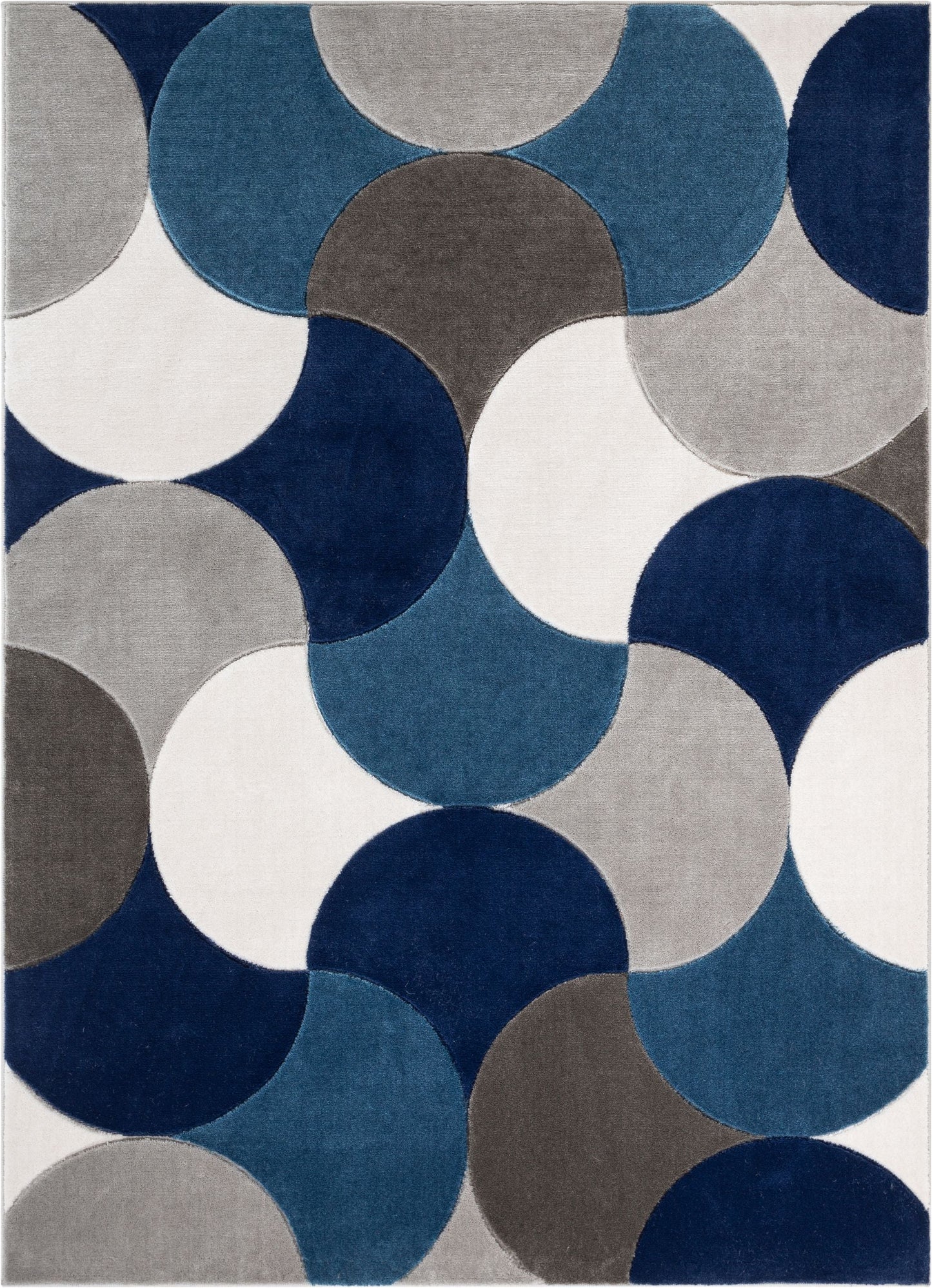 Helena Blue Mid-Century Modern Abstract Geometric 3D Textured Rug GV-34