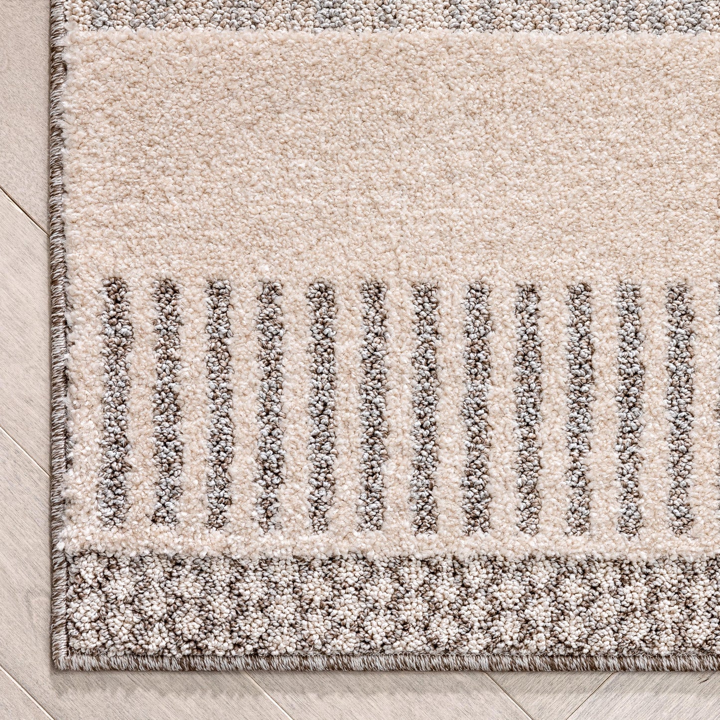 Briar Tribal Geometric Abstract Beige Looped Pile Rug HAR-12