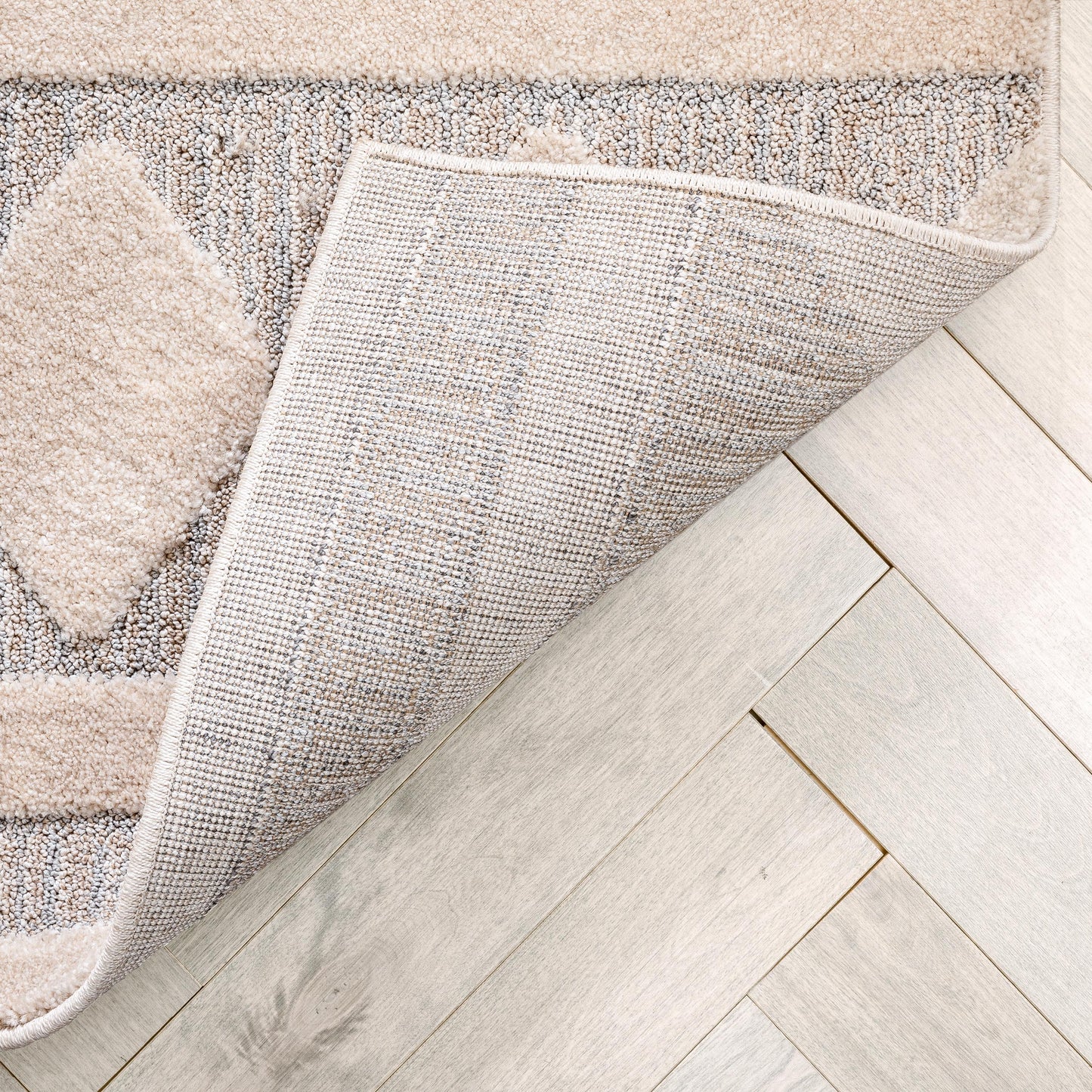 Zara Tribal Moroccan Diamond Pattern Beige Looped Pile Rug HAR-22