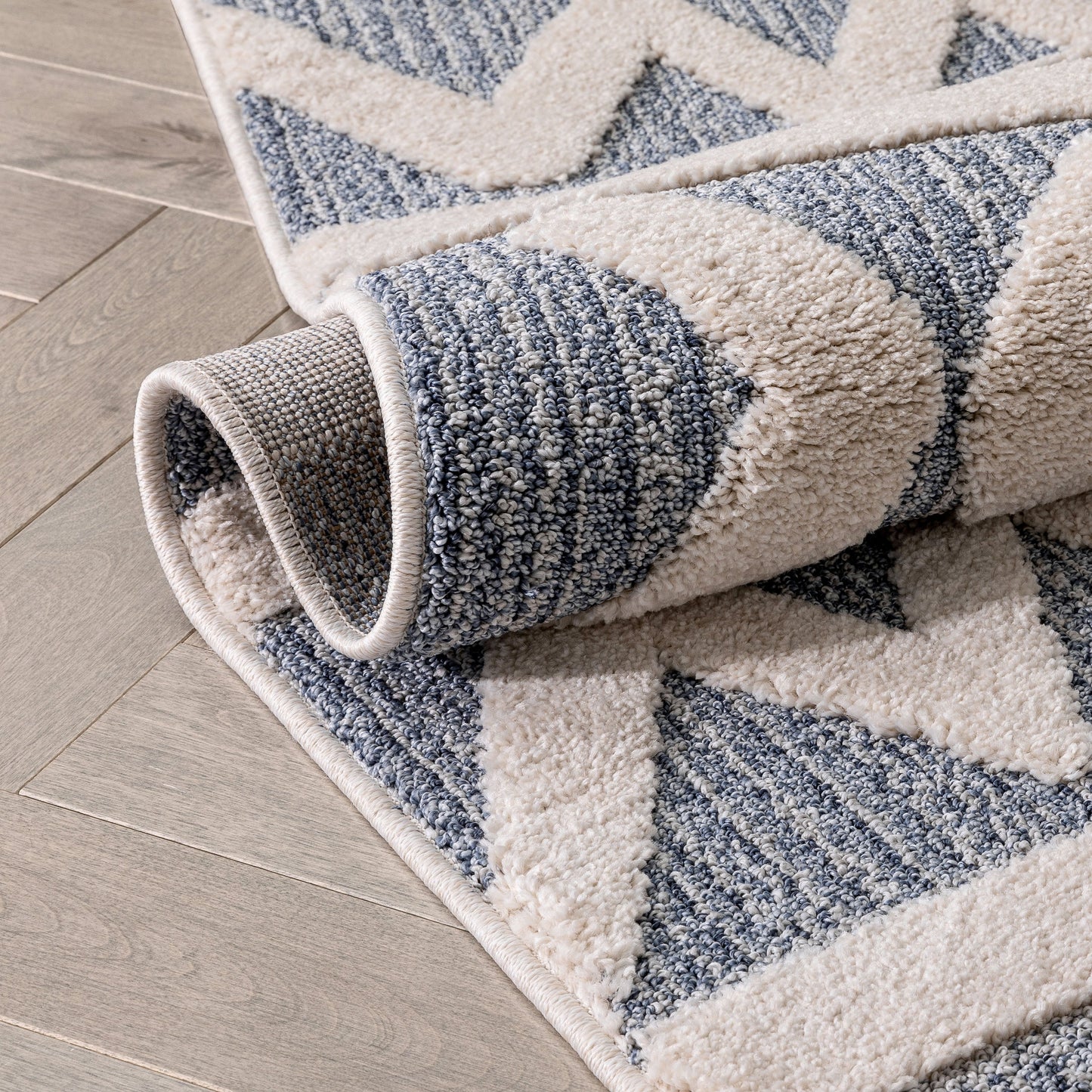 Zara Tribal Moroccan Diamond Pattern Light Blue Looped Pile Rug HAR-26