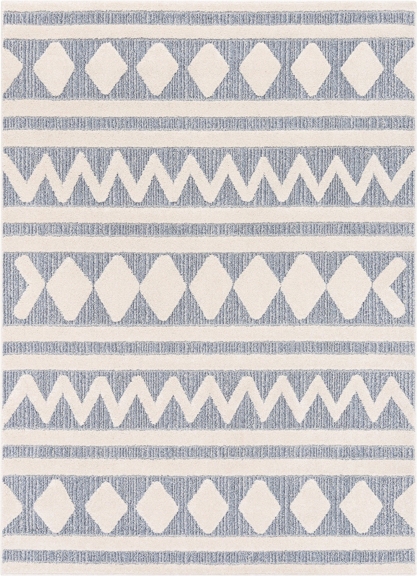 Zara Tribal Moroccan Diamond Pattern Light Blue Looped Pile Rug HAR-26