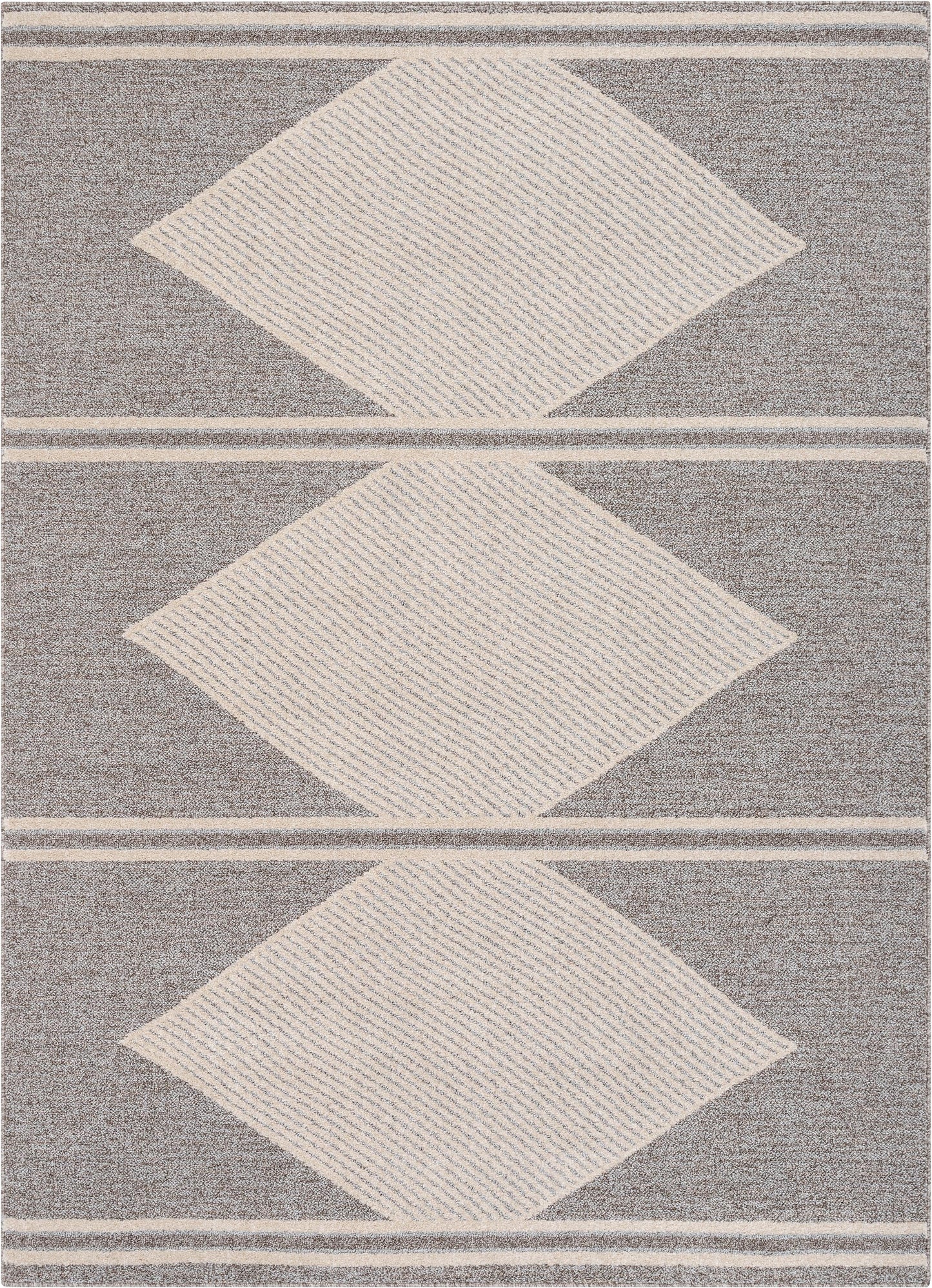 Evie Tribal Diamond Medallion Pattern Taupe Looped Pile Rug HAR-38
