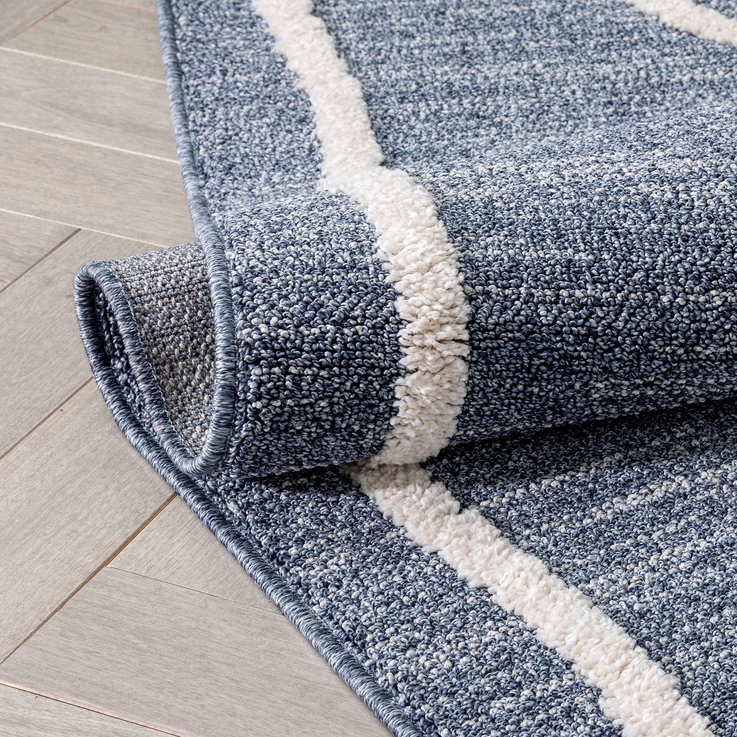 Cora Moroccan Lattice Trellis Blue Looped Pile Rug HAR-44