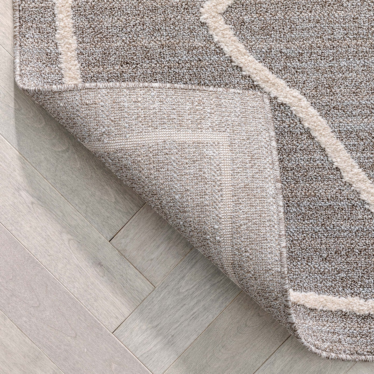 Cora Moroccan Lattice Trellis Taupe Looped Pile Rug HAR-48