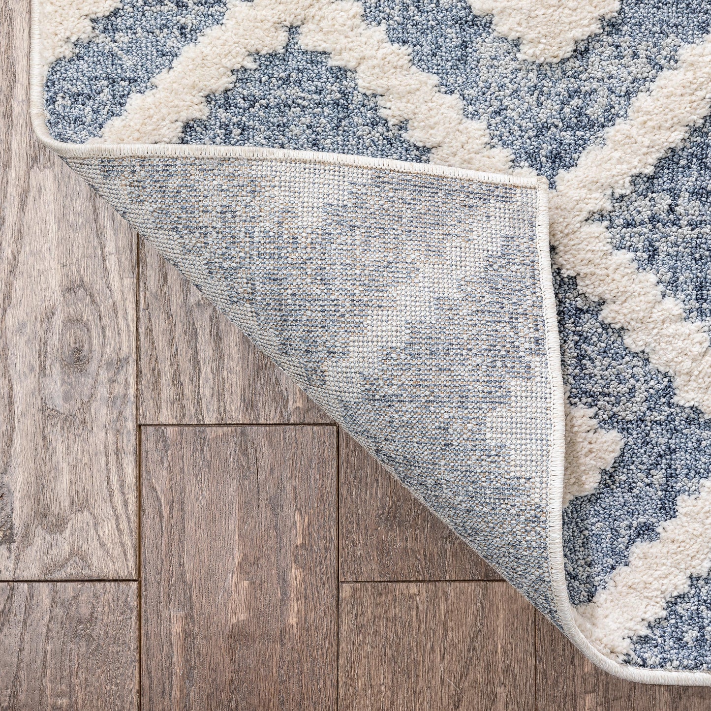 Ailey Moroccan Lattice Trellis Blue Looped Pile Rug HAR-54
