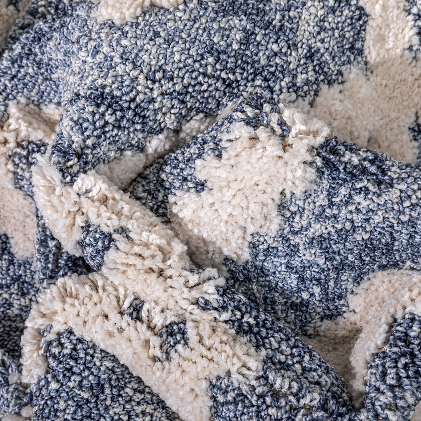 Ailey Moroccan Lattice Trellis Blue Looped Pile Rug HAR-54