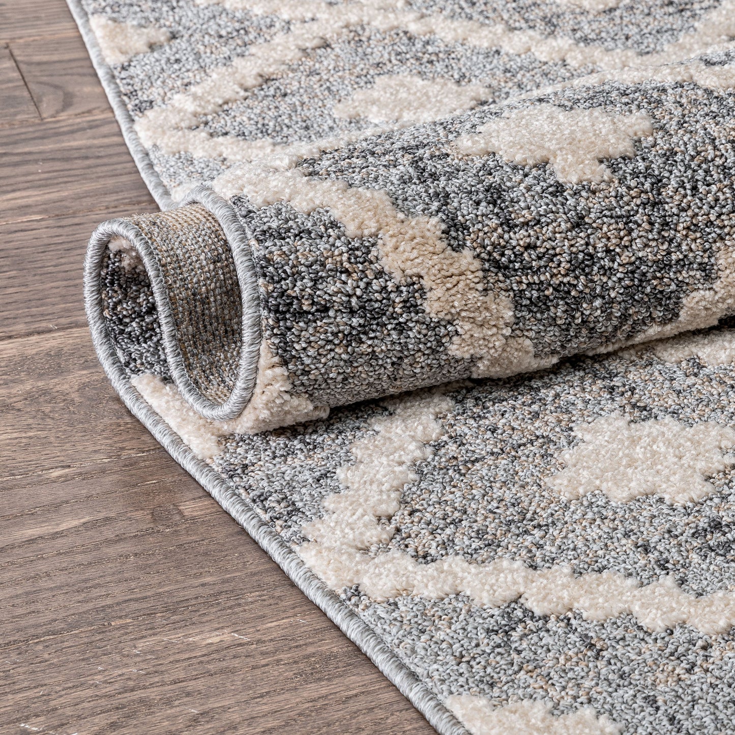 Ailey Moroccan Lattice Trellis Grey Looped Pile Rug HAR-57