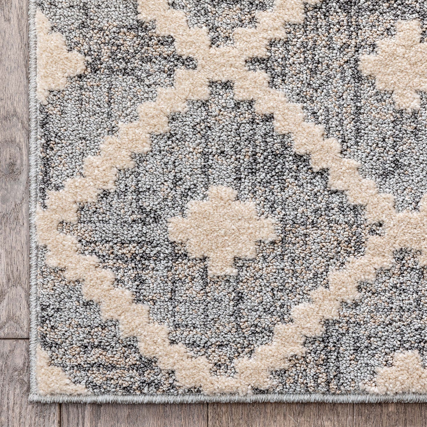 Ailey Moroccan Lattice Trellis Grey Looped Pile Rug HAR-57