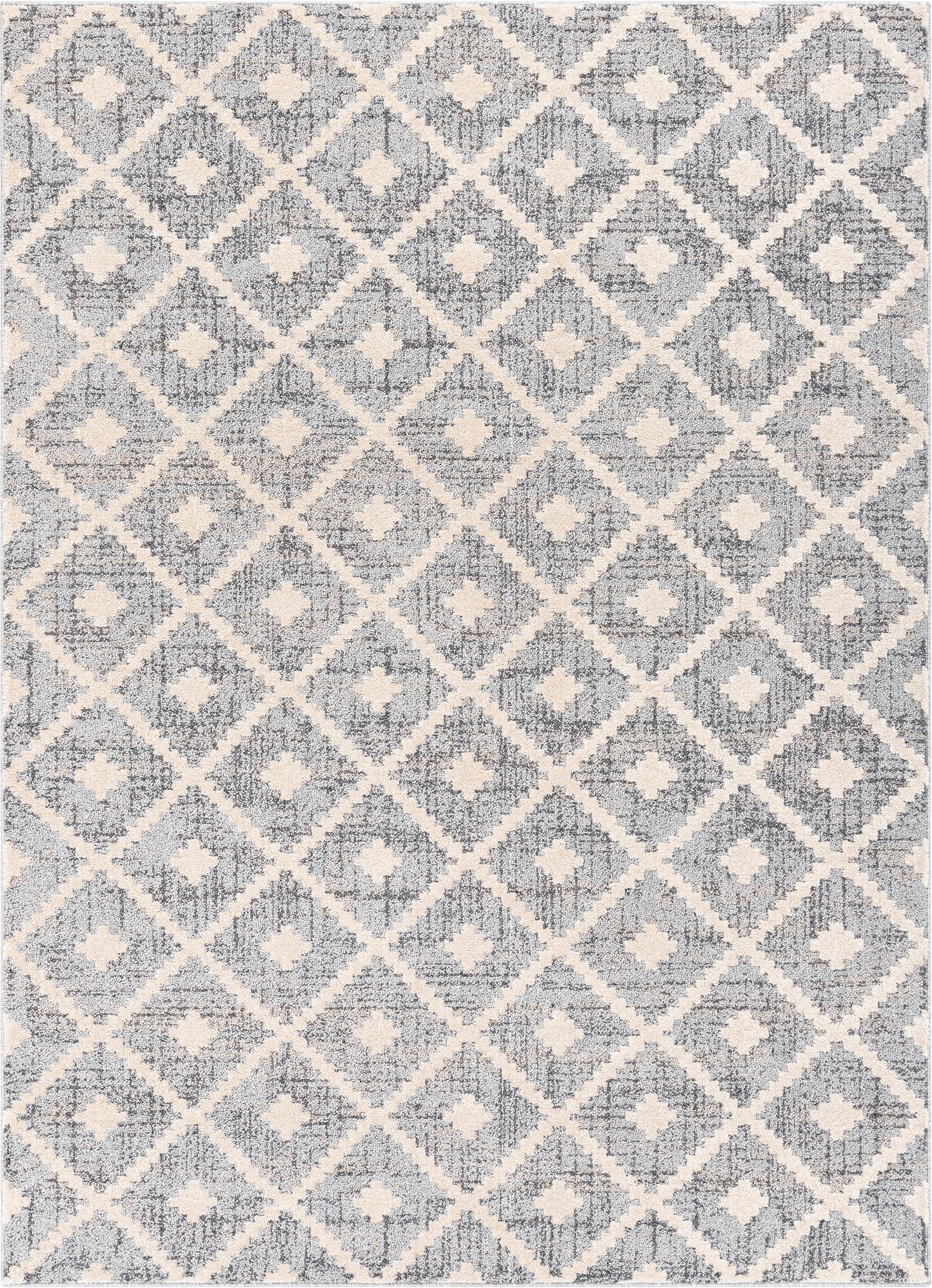 Ailey Moroccan Lattice Trellis Grey Looped Pile Rug HAR-57