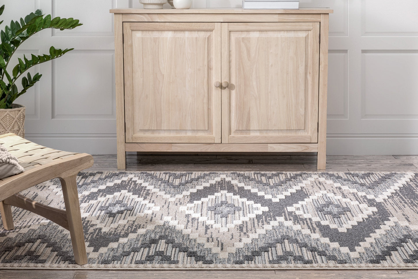 Salena Southwestern Medallion Pattern Ivory Looped Pile Rug HAR-62