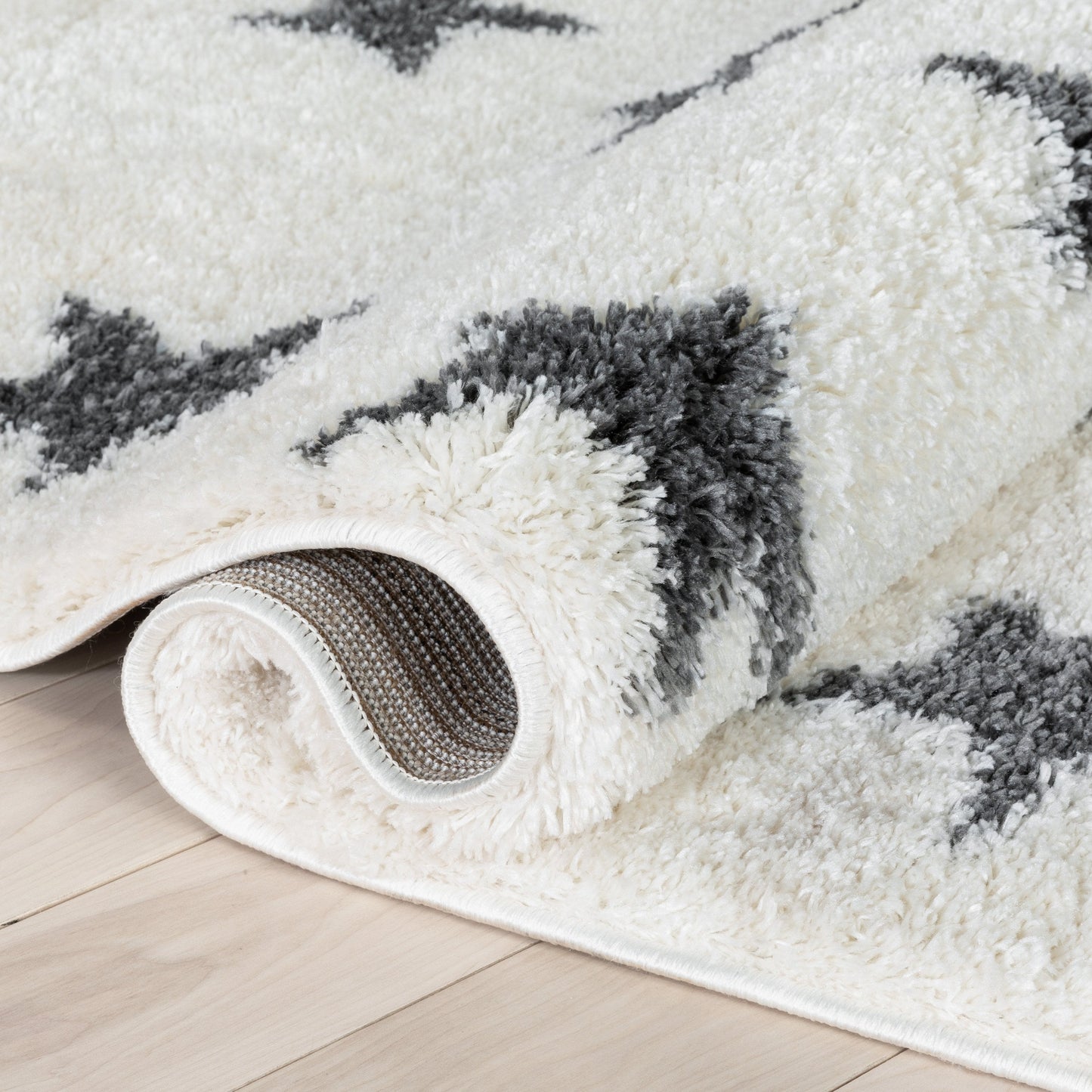 Celestial Skies Modern Stars Pattern Ivory Grey Thick & Ultra Soft Kids Rug HAV-12