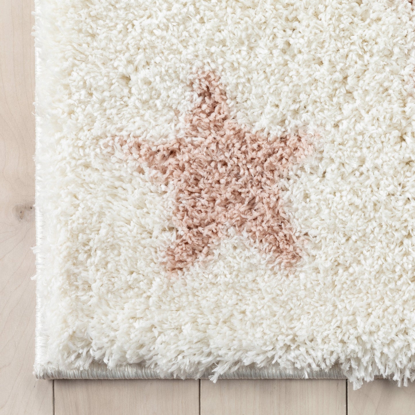 Celestial Skies Modern Stars Pattern Ivory Pink Thick & Ultra Soft Kids Rug HAV-19