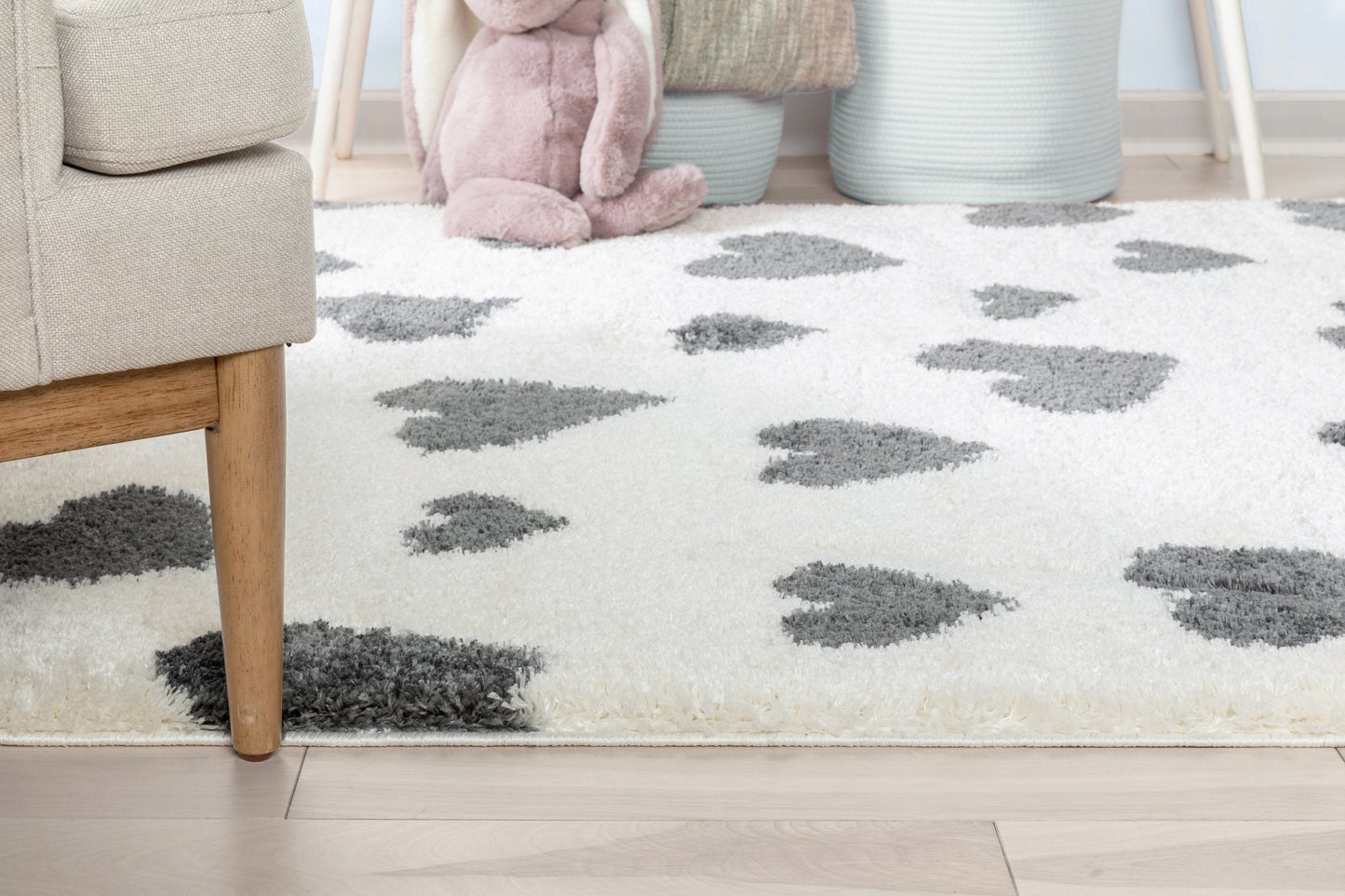 Hearts Modern Heart Pattern Grey Thick & Ultra Soft Kids Rug HAV-27
