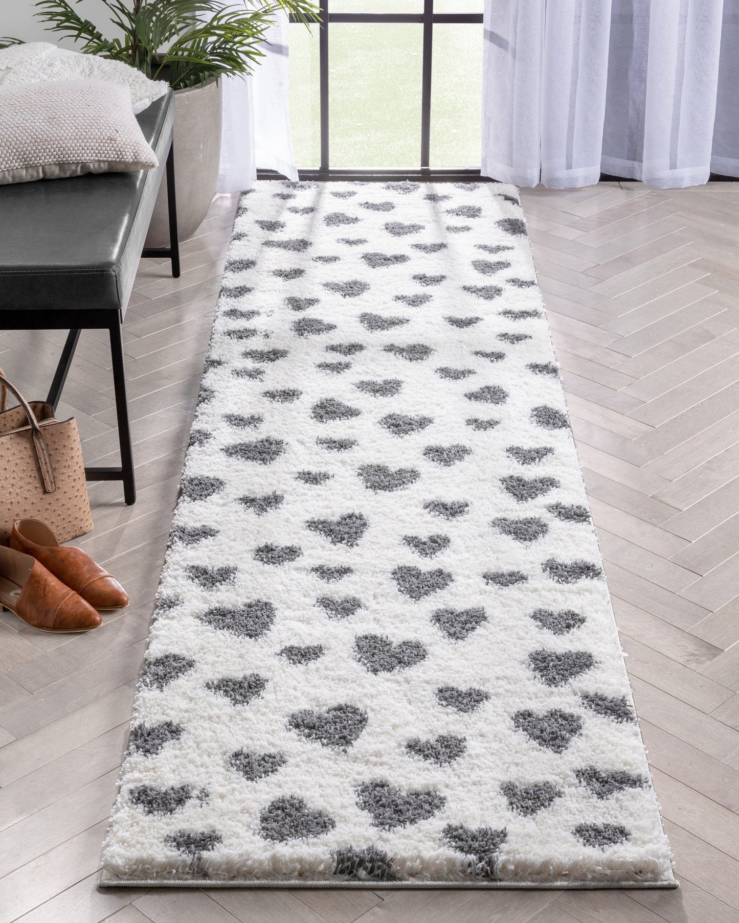 Hearts Modern Heart Pattern Grey Thick & Ultra Soft Kids Rug HAV-27