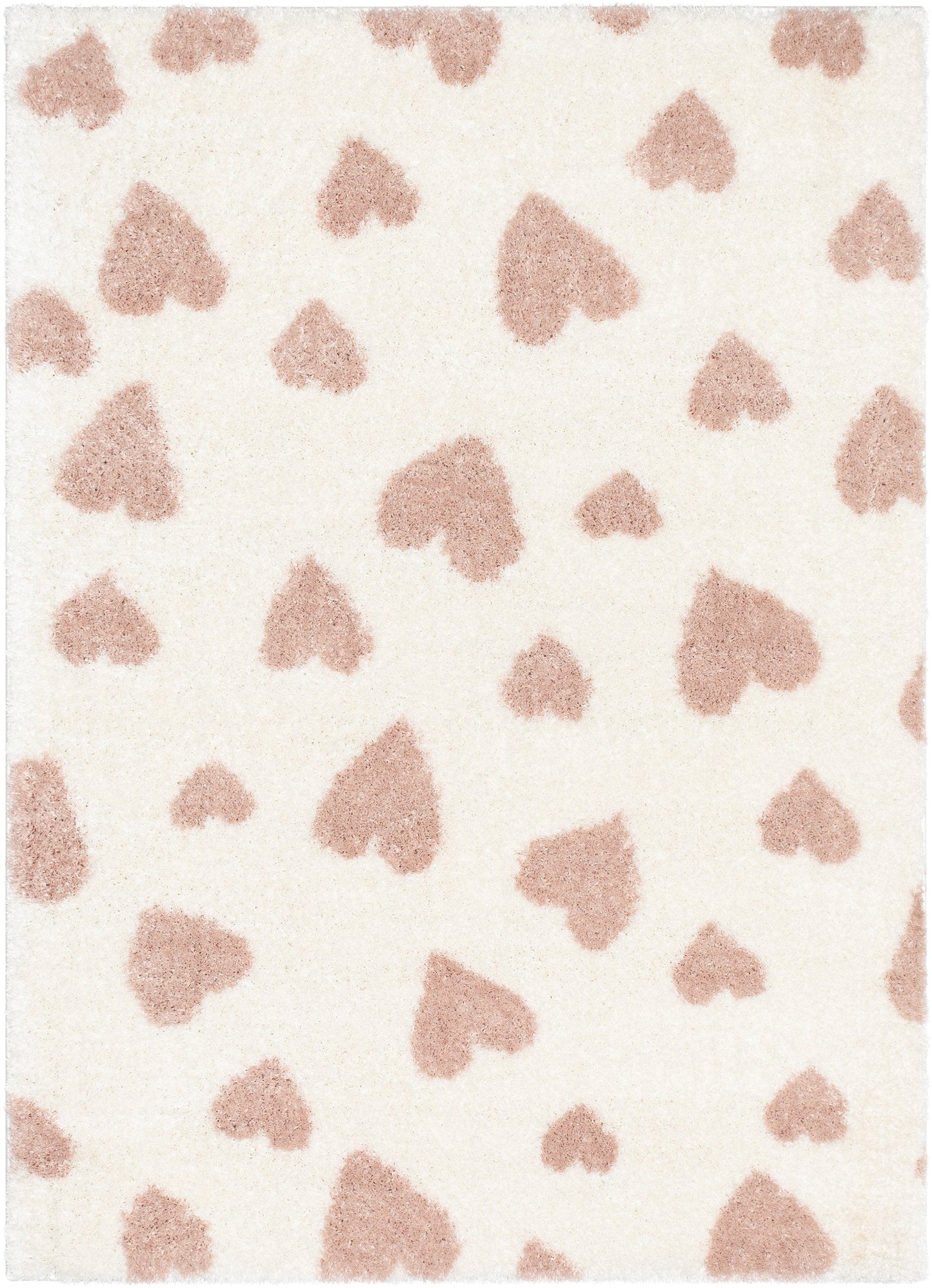 Hearts Modern Heart Pattern Ivory Pink Thick & Ultra Soft Kids Rug HAV-29