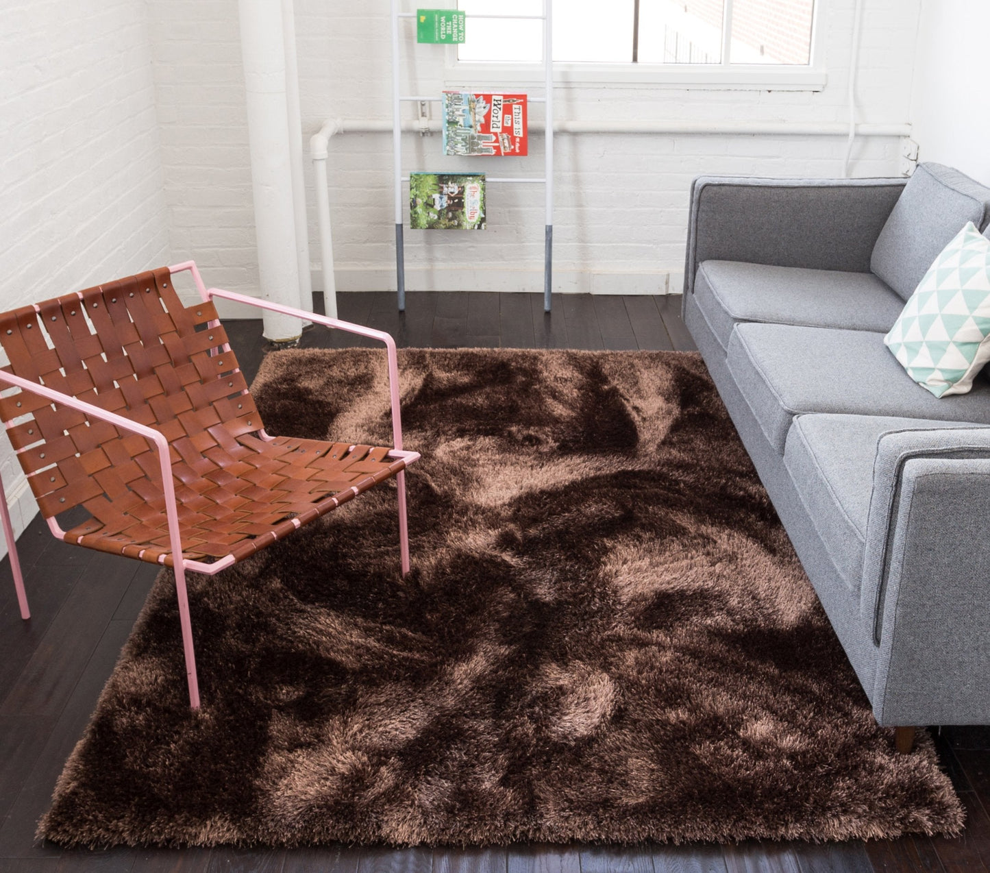 Liza Taupe Brown Plush Shag Rug FE-18