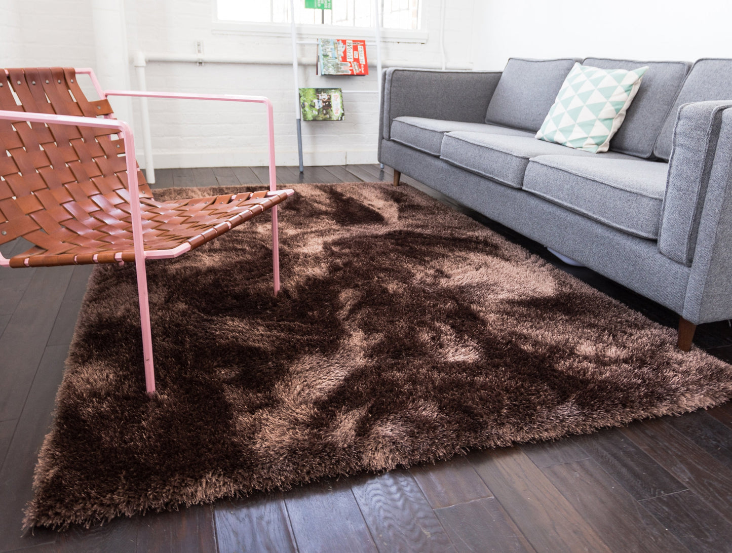 Liza Taupe Brown Plush Shag Rug FE-18