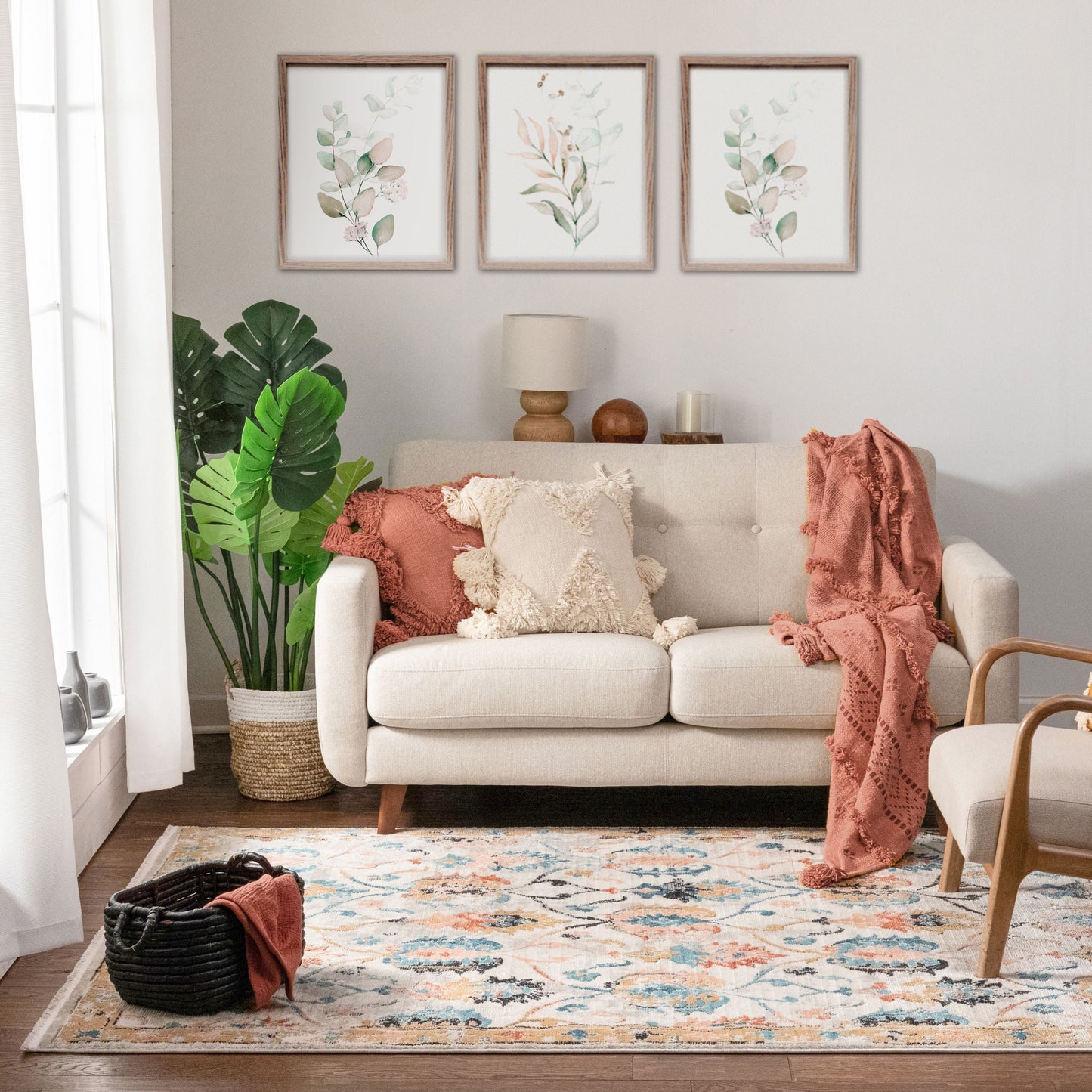 Ivy Bohemian Vintage Oriental Botanical Beige Rug IND-22