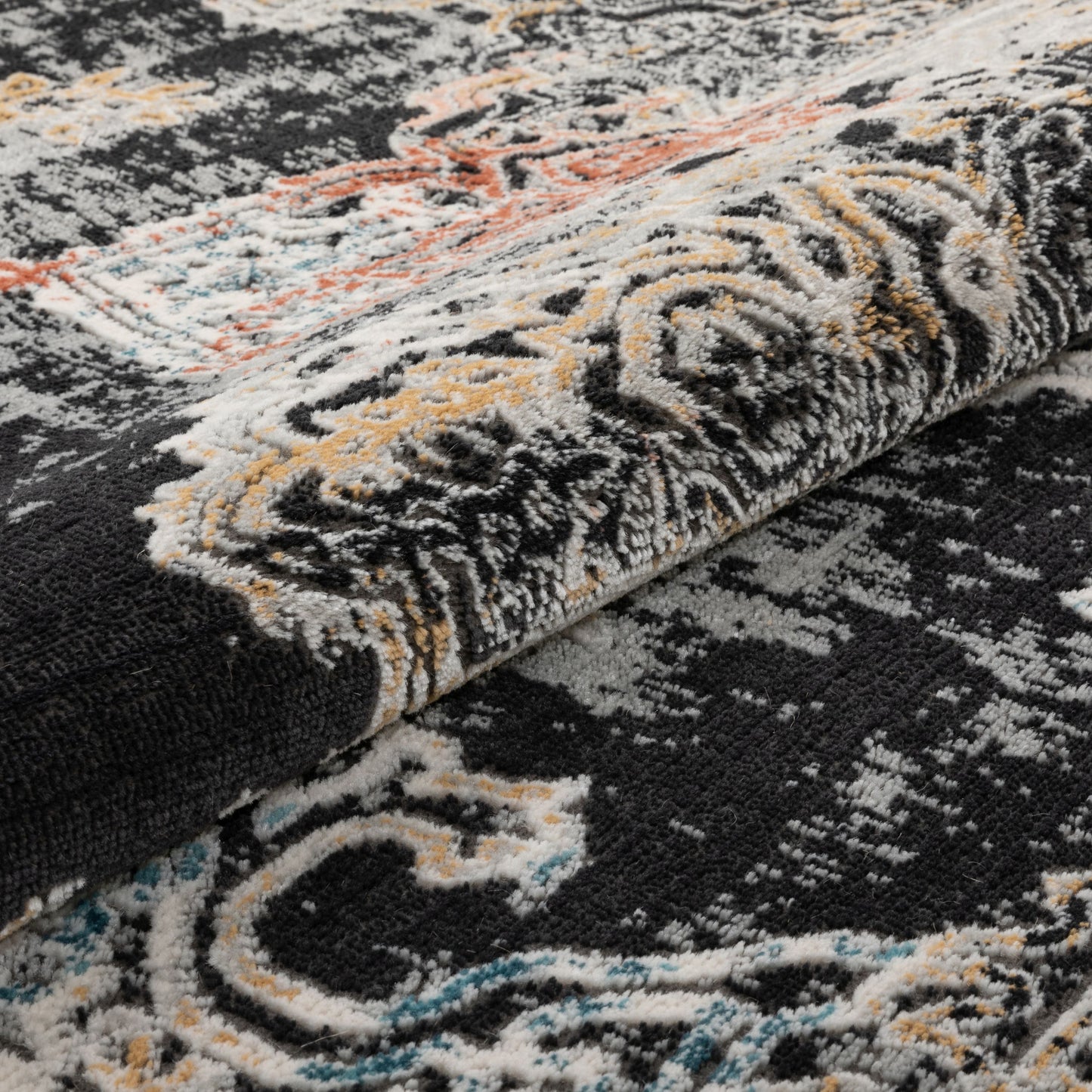 Maura Bohemian Vintage Medallion Oriental Black Rug IND-33