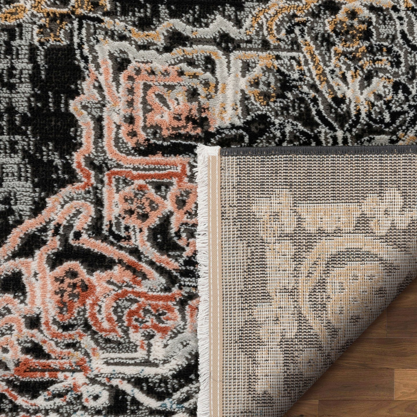 Maura Bohemian Vintage Medallion Oriental Black Rug IND-33