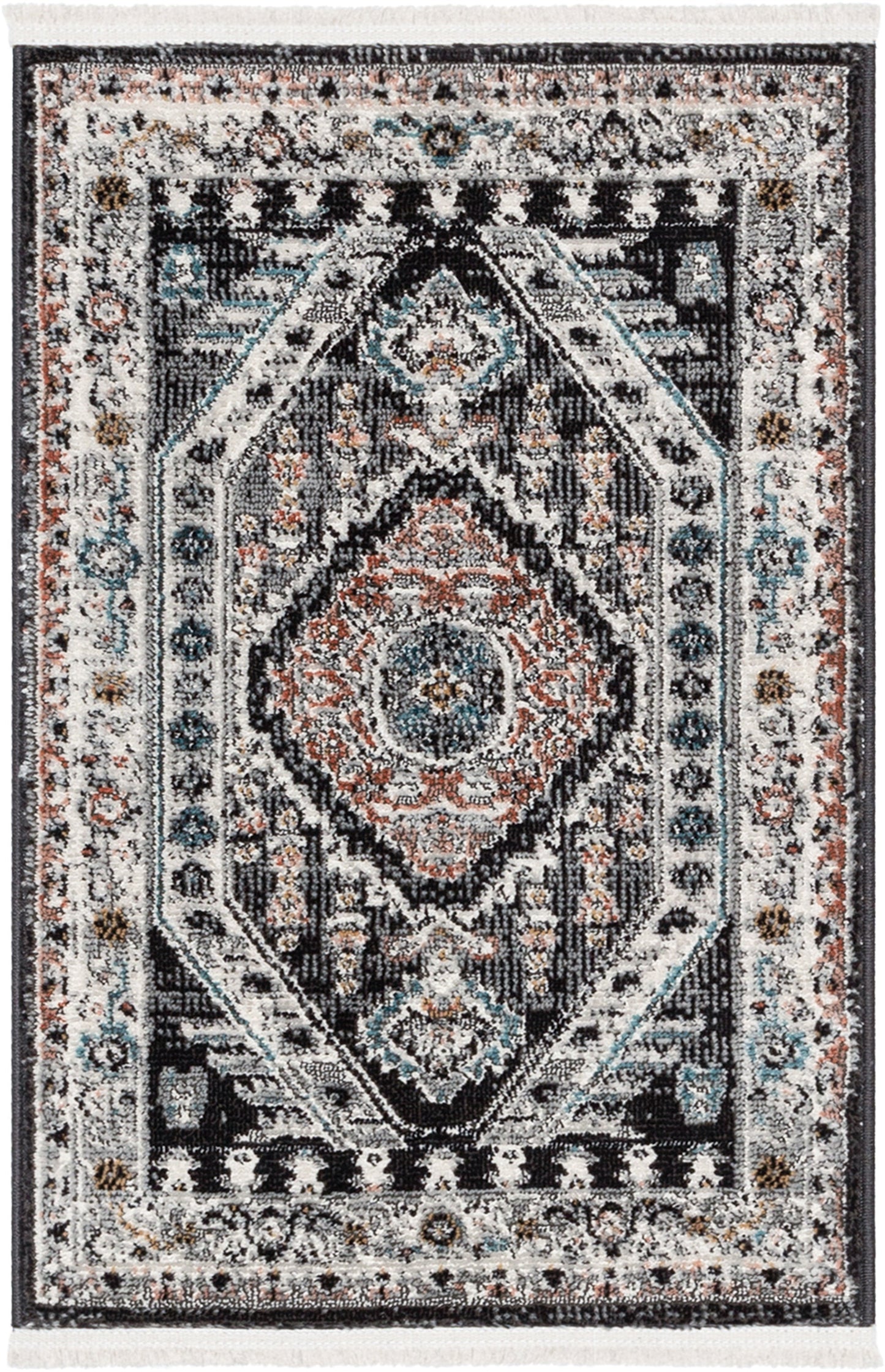 Julita Vintage Bohemian Aztec Tribal Black Rug IND-43