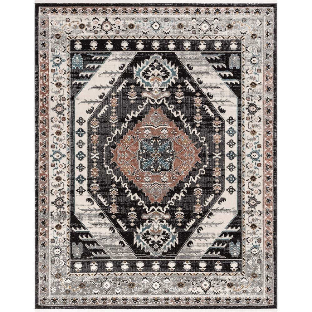 Julita Vintage Bohemian Aztec Tribal Black Rug IND-43