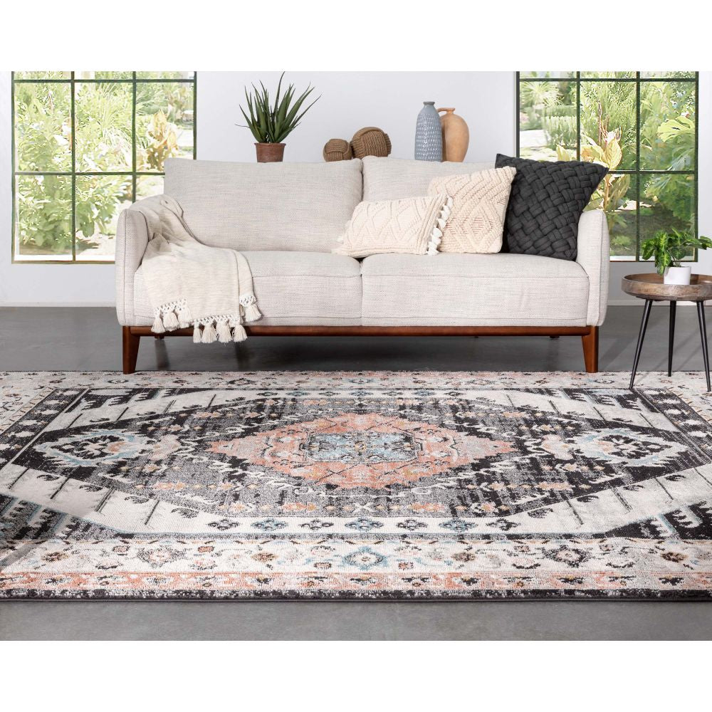 Julita Vintage Bohemian Aztec Tribal Black Rug IND-43
