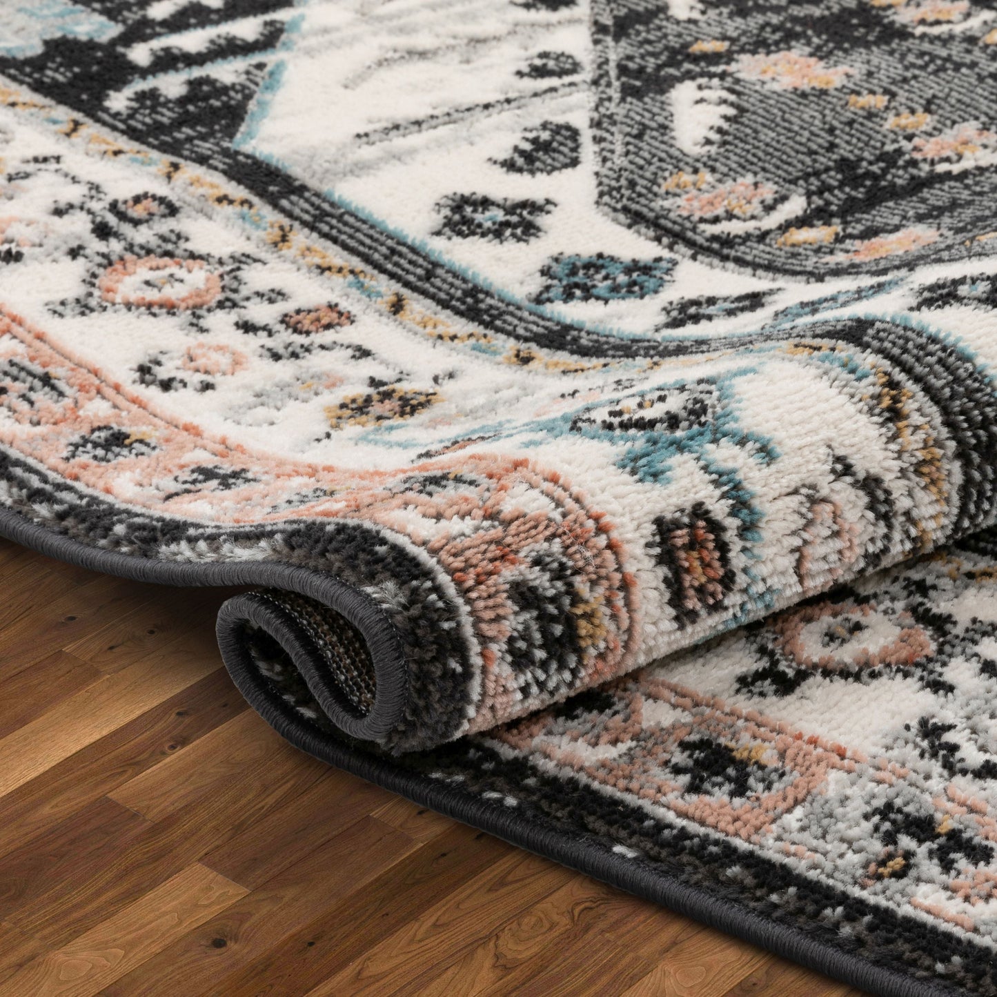 Julita Vintage Bohemian Aztec Tribal Black Rug IND-43