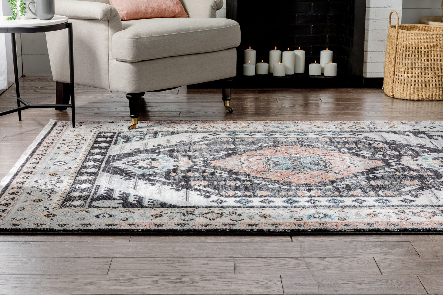 Julita Vintage Bohemian Aztec Tribal Black Rug IND-43