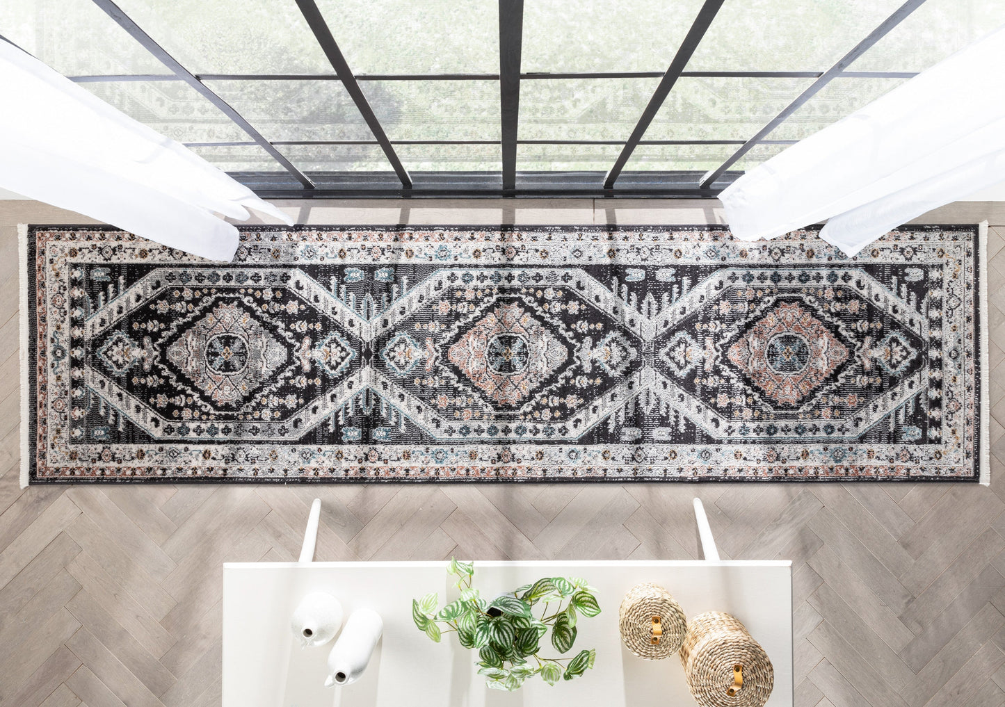 Julita Vintage Bohemian Aztec Tribal Black Rug IND-43
