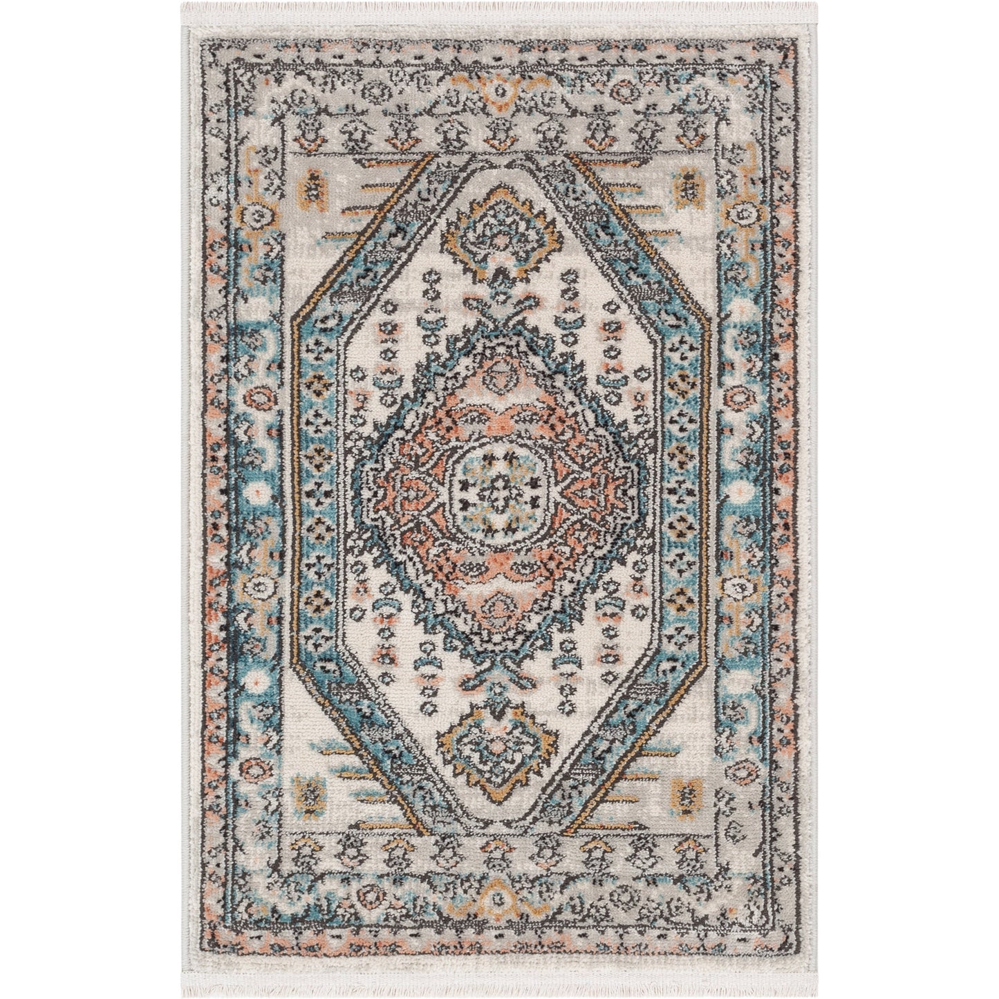 Jane Vintage Bohemian Aztec Tribal Blue Rug IND-46