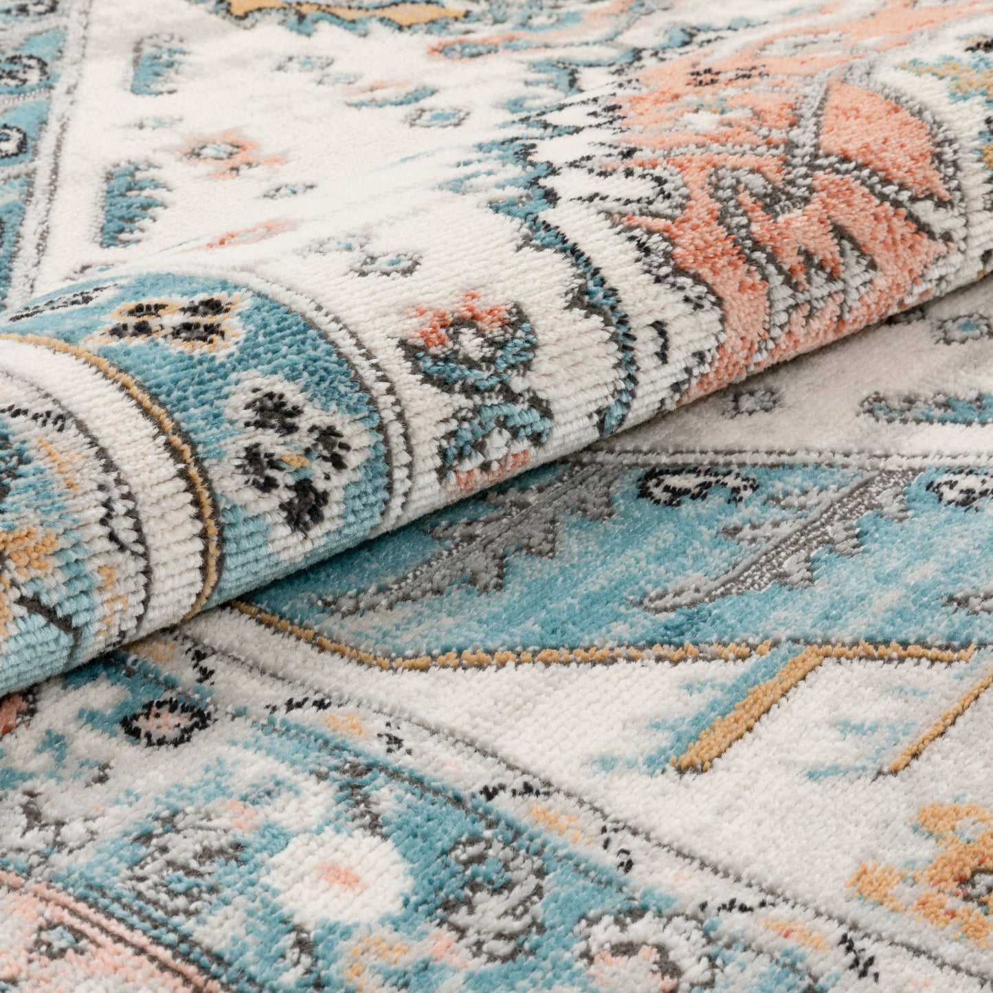 Jane Vintage Bohemian Aztec Tribal Blue Rug IND-46