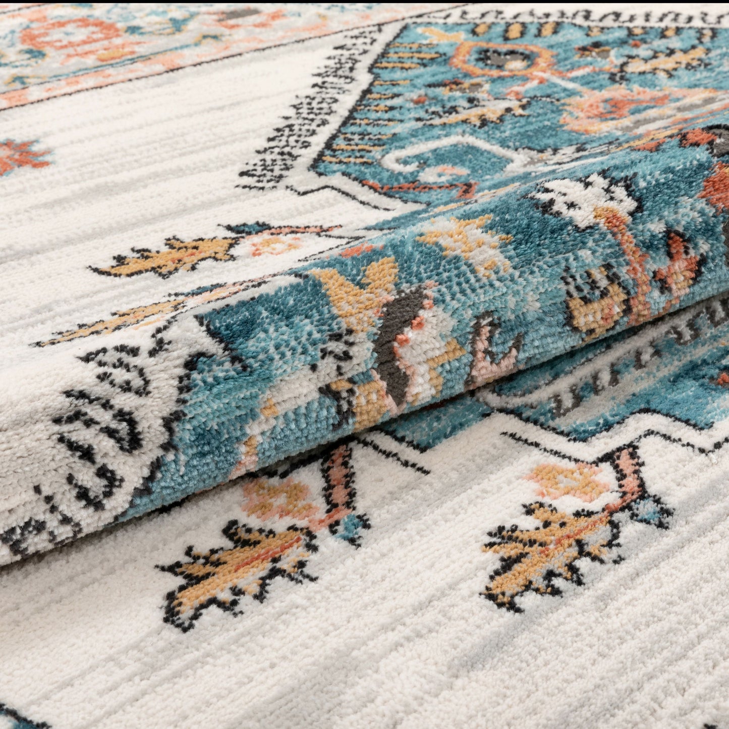 Manor Vintage Bohemian Medallion Oriental Blue Rug IND-56