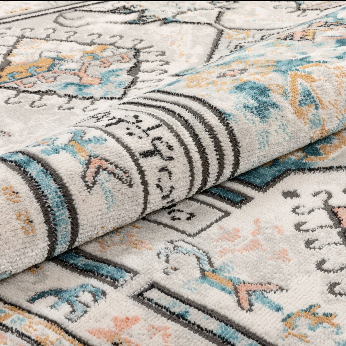 Valeria Bohemian Vintage Oriental Botanical Blue Rug IND-66