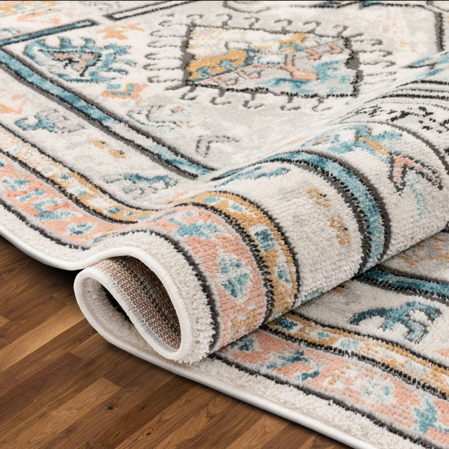Valeria Bohemian Vintage Oriental Botanical Blue Rug IND-66