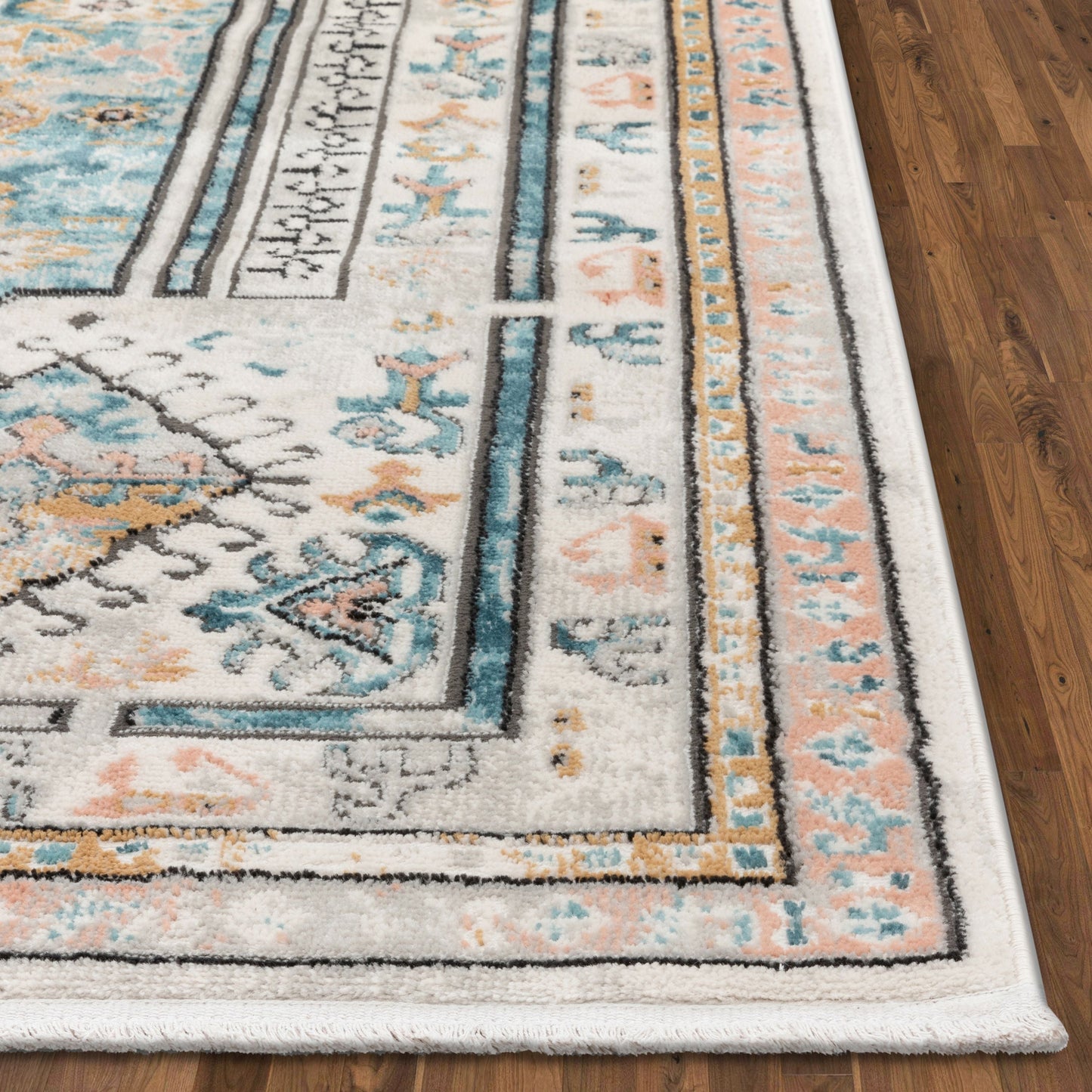Valeria Bohemian Vintage Oriental Botanical Blue Rug IND-66