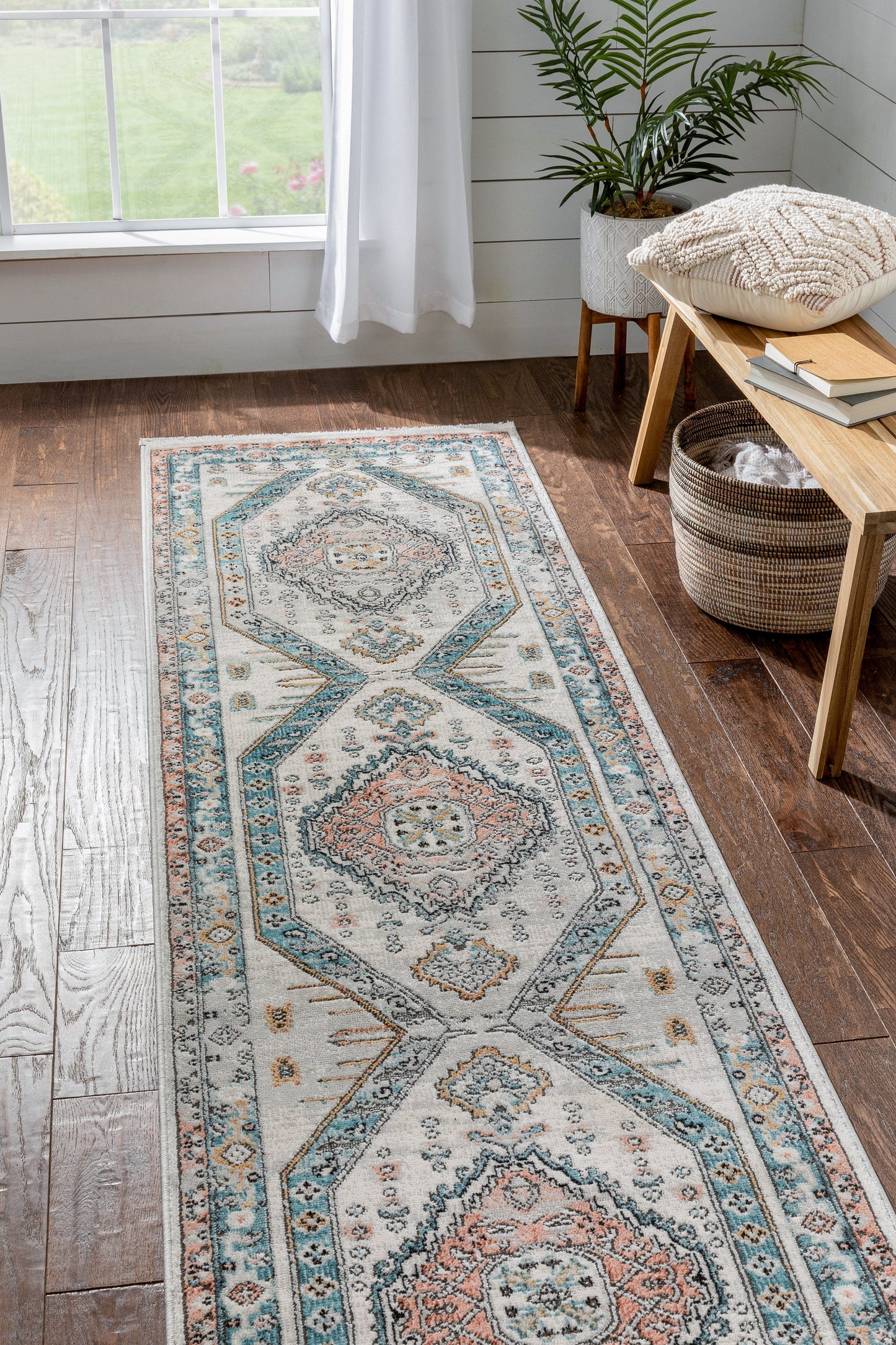 Jane Vintage Bohemian Aztec Tribal Blue Rug IND-46