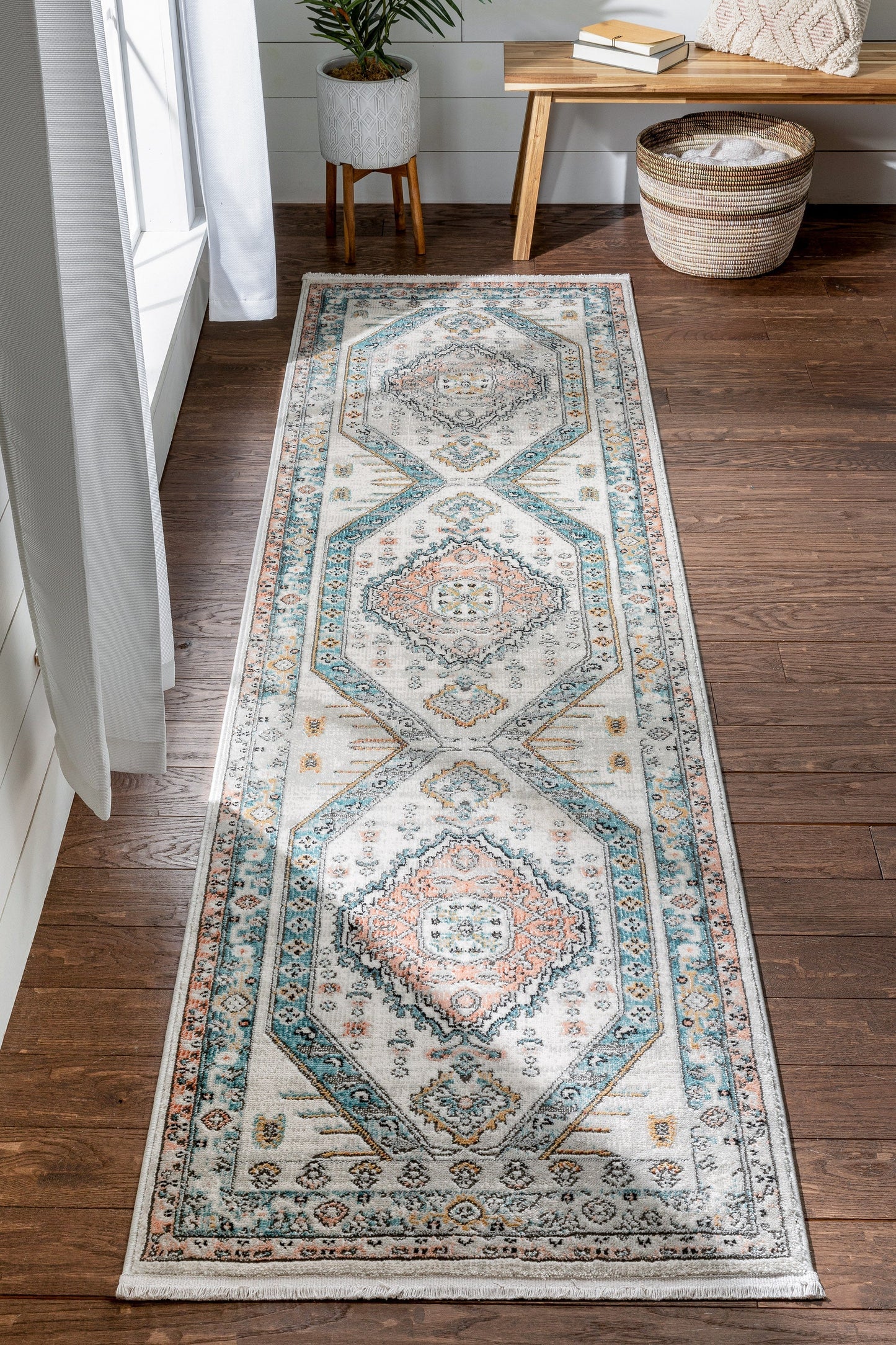Jane Vintage Bohemian Aztec Tribal Blue Rug IND-46