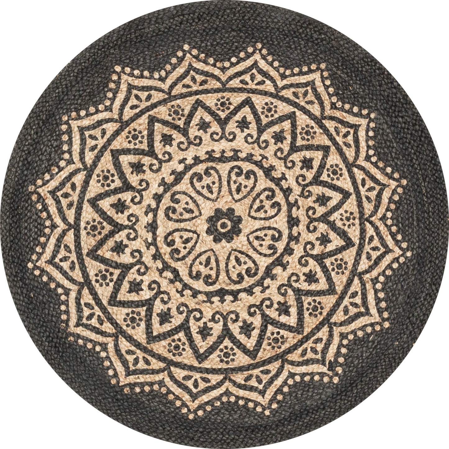 Kiera Bohemian Tribal Hand-Braided Jute Black Natural Rug IRI-13