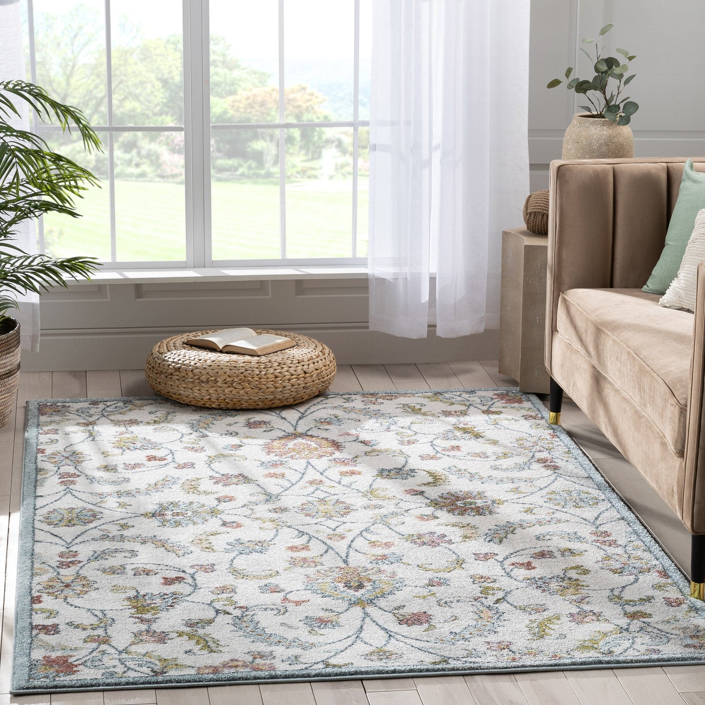 Metonia Vintage Oriental Floral Ivory Rug IVY-12