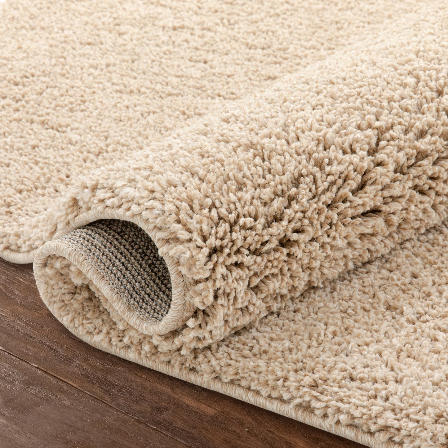 Halden Solid Pattern Ivory Thick Nordic Shag Rug JU-12